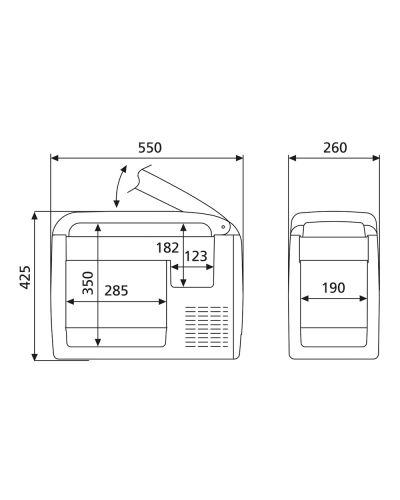 Medidas de Nevera 23 litros con Compresor Dometic