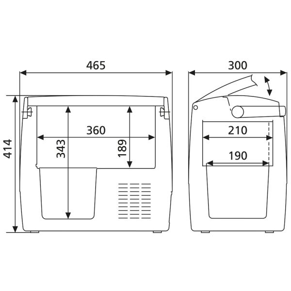 Medidas de Nevera 18 litros con Compresor Dometic