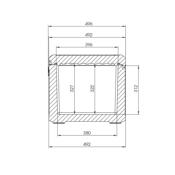 Medidas laterales Nevera Pasiva con Ruedas Waeco 86 litros