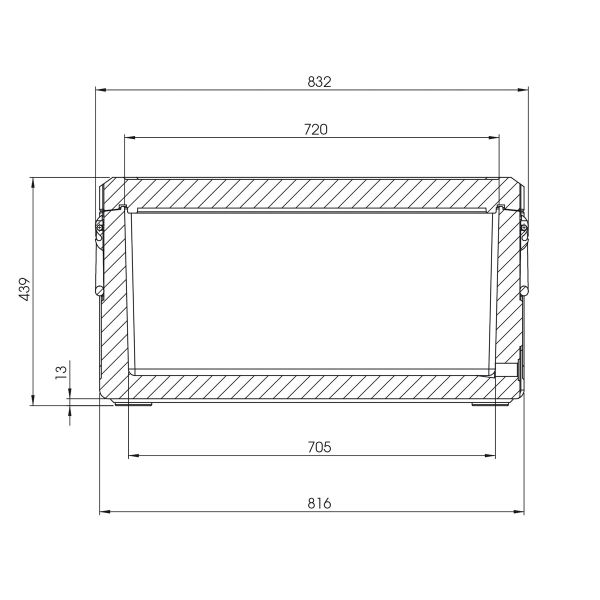 Medidas frontales Nevera Pasiva con Ruedas Waeco 86 litros