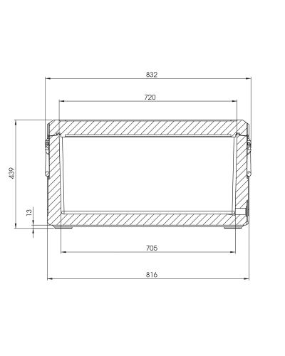 Medidas frontales Nevera Pasiva con Ruedas Waeco 86 litros