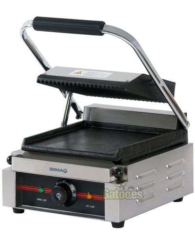Plancha-Grill Profesional con Base Lisa y tapa Ranurada