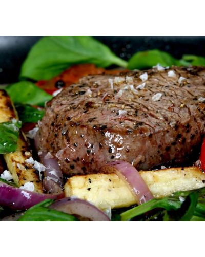 Carne en la Plancha de Asar Profesional eléctrica de Eltron