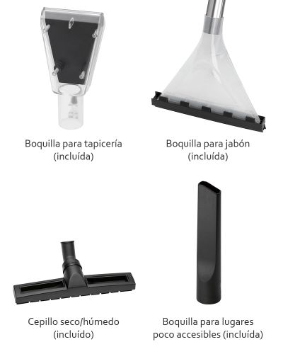Lava Aspirador Húmedo Seco Clatronic - accesorios