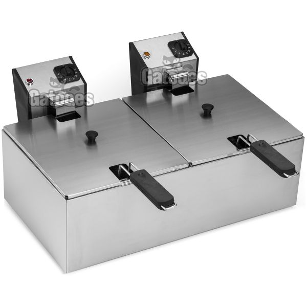 Freidora Profesional doble cesta 16 litros (8+8) con Tapas