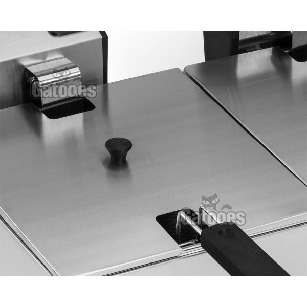 Detalle Tapas de la Freidora Profesional doble cesta 16 litros (8+8)