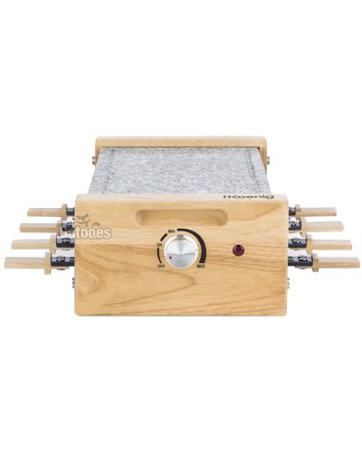 Raclette con Piedra H.Koenig WOD8. Con 8 sartenes y acabados en madera natural