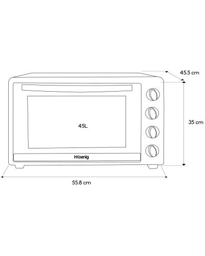 Horno 45 Litros de Convección H.Koenig FO45 - medidas