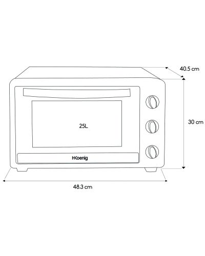 Horno 25 Litros de Convección H.Koenig FO25 - medidas