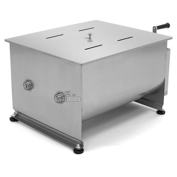 Vista lateral Amasador de Carne Manual Profesional de 30, 40, 50 y 60 Litros. Con Doble Eje