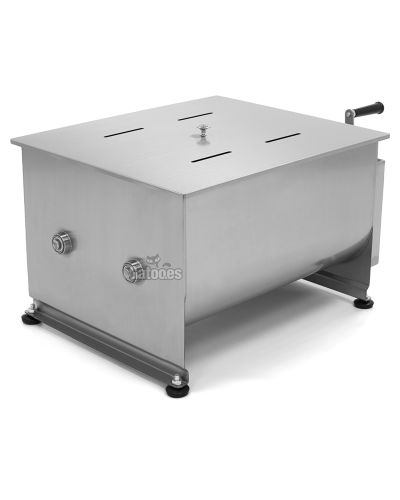 Vista lateral Amasador de Carne Manual Profesional de 30, 40, 50 y 60 Litros. Con Doble Eje