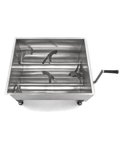 Vista superior Amasador de Carne Manual Profesional de 30, 40, 50 y 60 Litros. Con Doble Eje