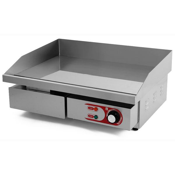 Vista lateral Plancha Eléctrica de Cocina Profesional Eltron. Ancho 55 cm. (de Cromoduro) (OUTLET Reacondicionado)