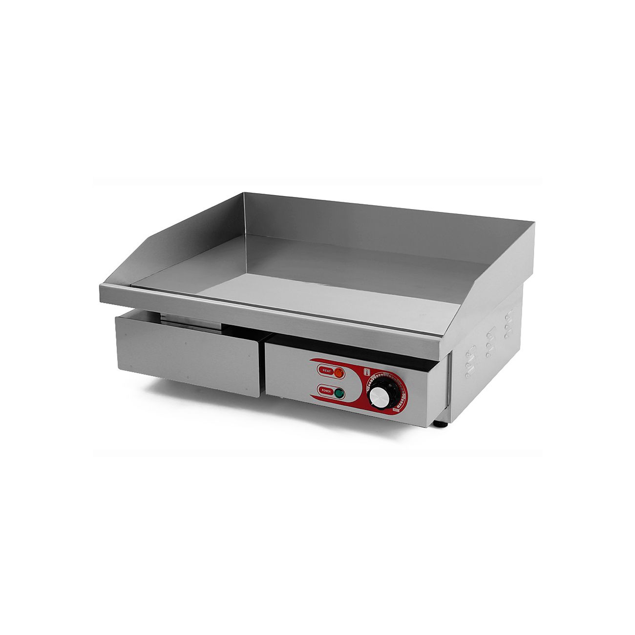 Vista lateral Plancha Eléctrica de Cocina Profesional Eltron. Ancho 55 cm. (de Cromoduro) (OUTLET Reacondicionado)