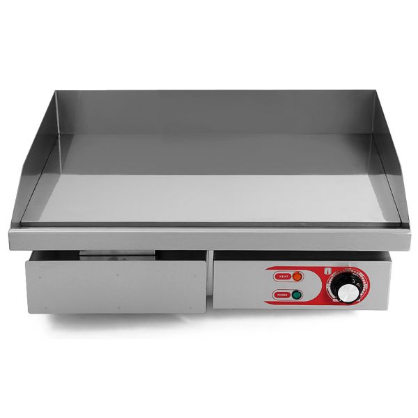 Vista frontal Plancha Eléctrica de Cocina Profesional Eltron. Ancho 55 cm. (de Cromoduro) (OUTLET Reacondicionado)