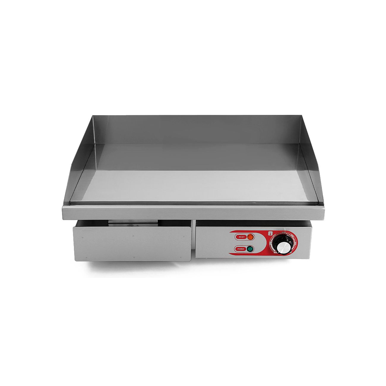 Vista frontal Plancha Eléctrica de Cocina Profesional Eltron. Ancho 55 cm. (de Cromoduro) (OUTLET Reacondicionado)