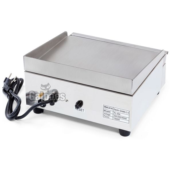 Vista trasera Plancha Eléctrica de Cocina Profesional Malka. Ancho 32 cm. (OUTLET Reacondicionado - Pruebas)