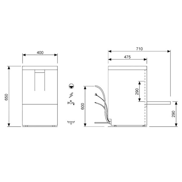 Medidas Lavavajillas Industrial LVV35. Cesta de 35x35 (OUTLET Reacondicionado)