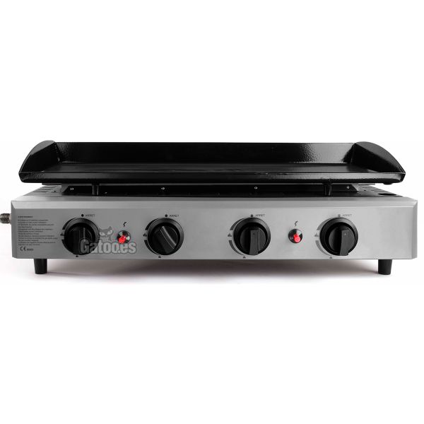 Vista frontal Plancha de Cocina a Gas Butano o Propano. Ancho 77 cm