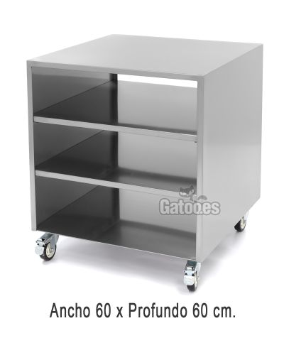 Mesa Auxiliar para Hostelería Con Ruedas. Ancho 60 cm. Fondo 60 cm.