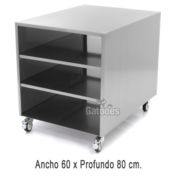 Mesa Auxiliar para Hostelería Con Ruedas. Ancho 60 cm. Fondo 80 cm.
