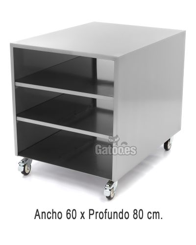Mesa Auxiliar para Hostelería Con Ruedas. Ancho 60 cm. Fondo 80 cm.