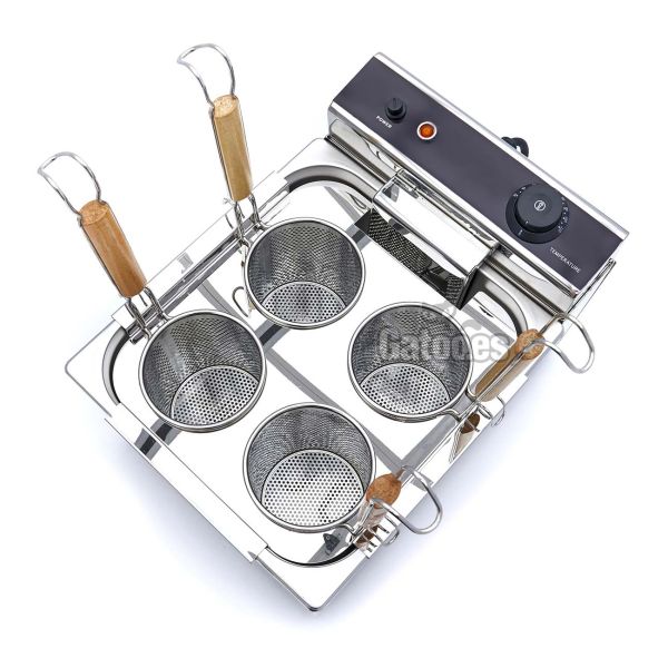 Vista superior Cocedor de Pasta Eléctrico Profesional 8 litros, 4 cestas