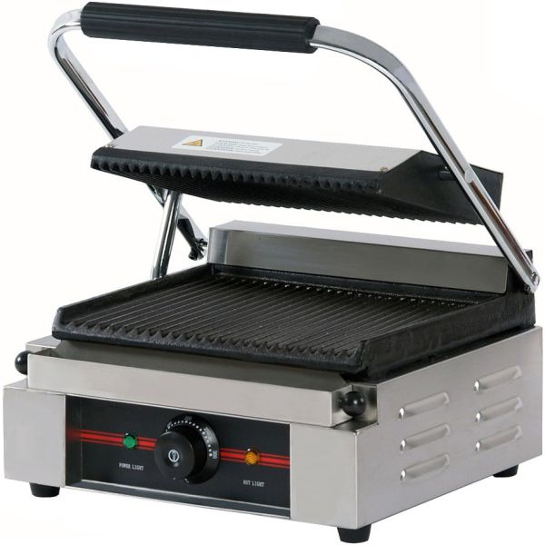 Plancha-Grill Profesional. Base y tapa Ranuradas. 340 mm