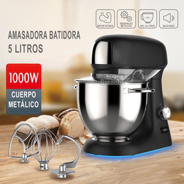 Amasadora Batidora de 5 Litros y 1000W