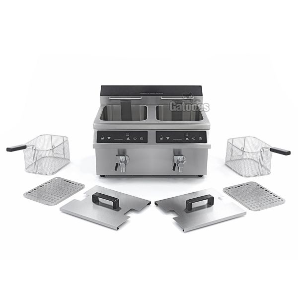 Freidora de Inducción Doble de 16 Litros (8+8) ID16 desmontada