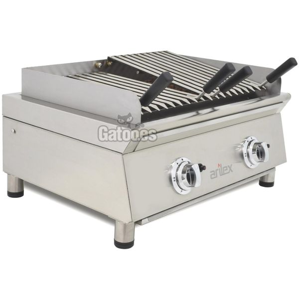 Parrilla Vasca a Gas de Piedra Volcánica, barbacoa. Ancho 70 cm.