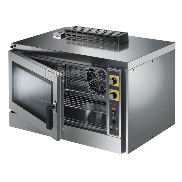 Horno de Gas profesional de 5 bandejas gastronorm 53x33 con vapor. Puerta abierta