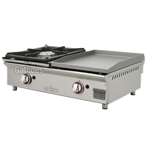 Plancha a Gas de Acero Laminado 40 cm. Con Cocina de 40 cm. Ancho 80 cm.