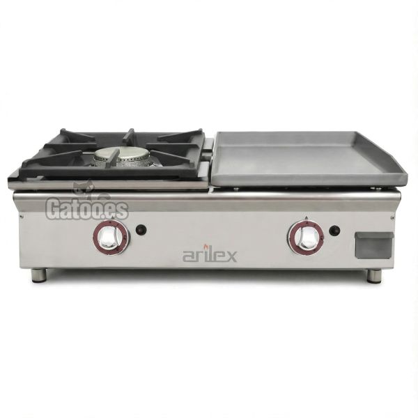 Plancha a Gas de 40 cm. Con Cocina de 40 cm. Ancho 80 cm. Acero Laminado