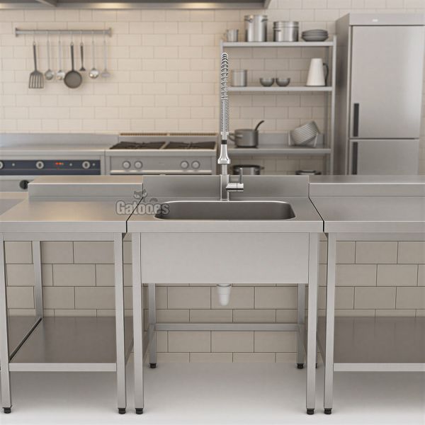 Fregadero de acero inoxidable de 1 Cuba. Fondo 60 cm. Ancho 60 cm. Cocina profesional.