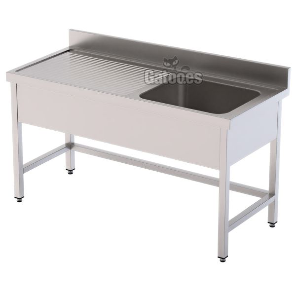 Fregadero de acero inoxidable de 1 Cuba Derecha. Fondo 60 cm. Anchos de 100 cm. a 140 cm.