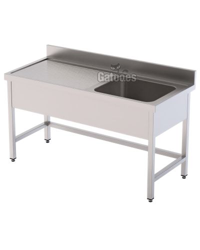 Fregadero de acero inoxidable de 1 Cuba Derecha. Fondo 60 cm. Anchos de 100 cm. a 140 cm.