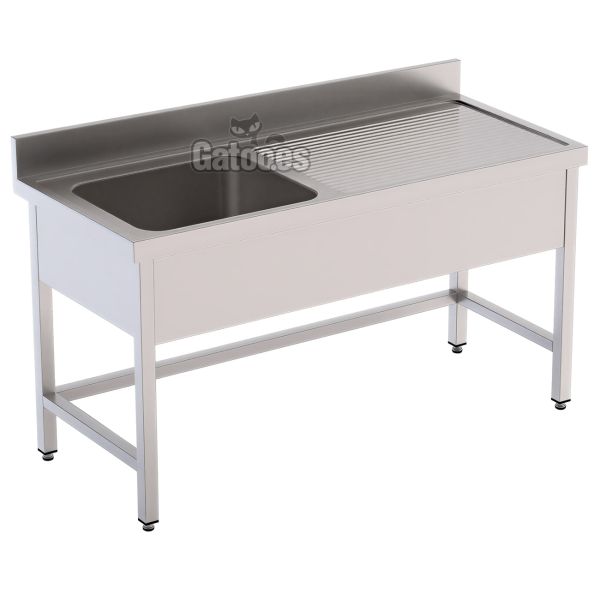 Fregadero de acero inoxidable de 1 Cuba Izquierda. Fondo 60 cm. Anchos de 100 cm. a 140 cm.