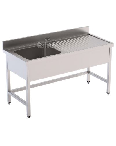 Fregadero de acero inoxidable de 1 Cuba Izquierda. Fondo 60 cm. Anchos de 100 cm. a 140 cm.