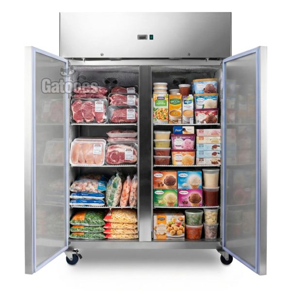 Congelador Vertical Doble Profesional Lux 1.200 Litros Inox. Alto 200 x Ancho 134 cm. Lleno