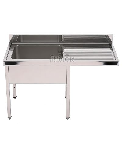 Fregadero de acero inoxidable de 1 Cuba Izquierda para Lavavajillas. Fondo 60 cm. Anchos de 120 cm. a 140 cm.