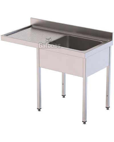 Fregadero de acero inoxidable de 1 Cuba para Lavavajillas. Fondo 70 cm. Anchos de 120 cm. a 140 cm.