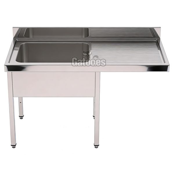 Fregadero de acero inoxidable de 1 Cuba para Lavavajillas. Fondo 60 cm. Anchos de 120 cm. a 140 cm.