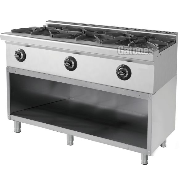 Cocina de Gas Industrial de 3 Fuegos GPM3. Con Mueble