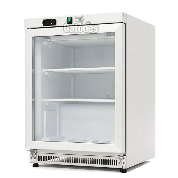 Congelador Vertical Profesional 200 Litros. Con Puerta Cristal. Alto 85 cm. Blanco