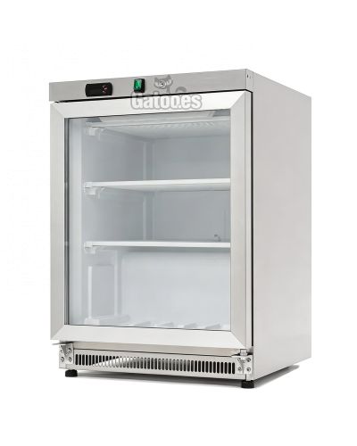 Congelador Vertical Profesional 200 Litros. Con Puerta Cristal. Alto 85 cm. Inox