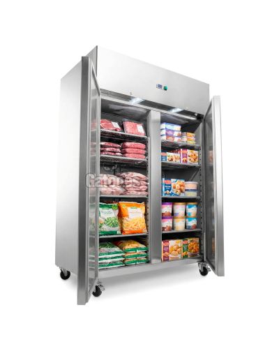 Congelador Vertical Doble Profesional Lux 800 Litros Inox. Alto 200 cm. Abierto lateral