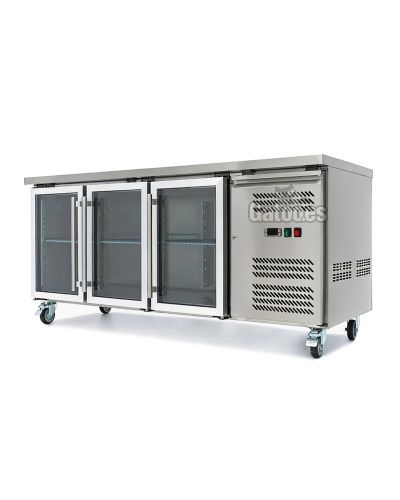 Mostrador Refrigerado 3 Puertas Cristal, con 417 Litros. Ancho 180 cm.