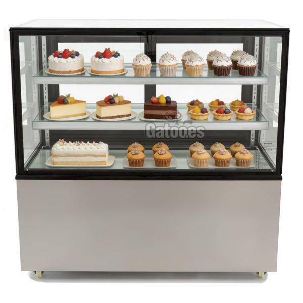 Vitrina Expositora Refrigerada 380 Litros RC900. 4 Caras de Cristal Recto - Pastelería