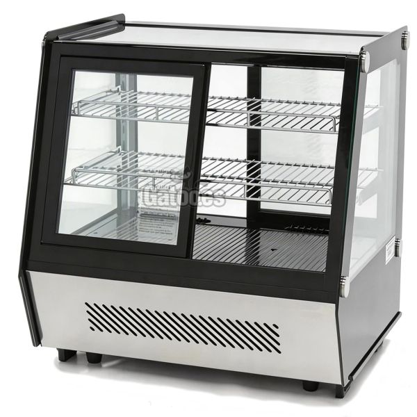 Vitrina Expositora Refrigerada 125 Litros Sobremesa. 4 Caras Cristal con Puertas Correderas - frontal